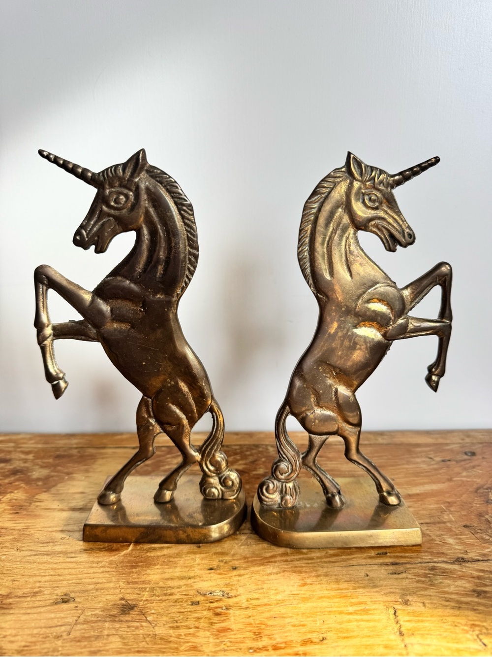 Vintage Brass Unicorn Bookends